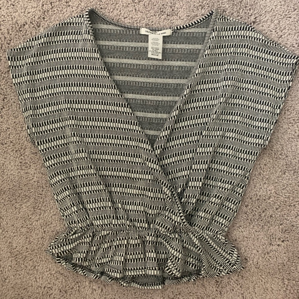 V Neck Printed Peplum Blouse